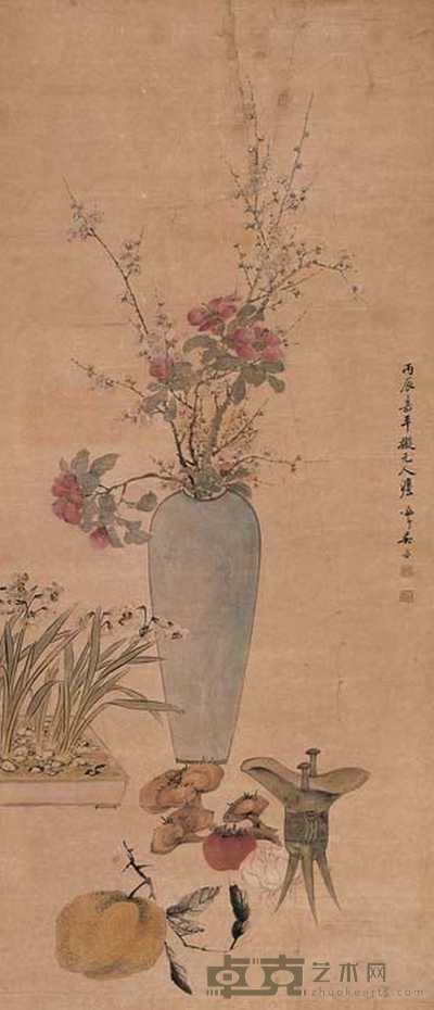 吴咨 清供图 镜心 132x57cm